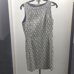 Banana Republic white and blue fitted sleeveless work dress size 2P
